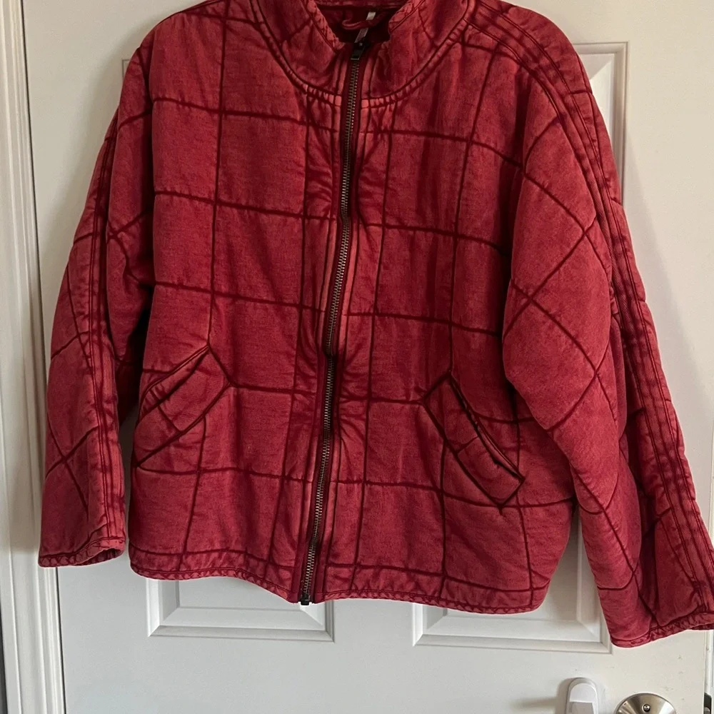 Free People Red Dolman Quilted Jacket Size XS - Picture 3 of 7